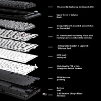 Teclado Mecánico HJSDZHI DK75 de 82 Teclas, 75%, Tri-Modo, Intercambiable en Caliente, Estructura Gasket, RGB, 5000mAh, para Juegos y Oficina