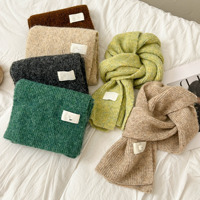 Écharpe longue en polyester tricoté pour l'hiver, douce, duveteuse, de haute qualité, brossée, couleur unie mélangée, pour femme