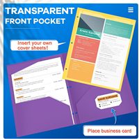 Porte-documents en plastique avec pochette transparente sur le devant, dossier robuste avec 2 poches et emplacement pour cartes, pour enseignants et étudiants, fournitures de bureau