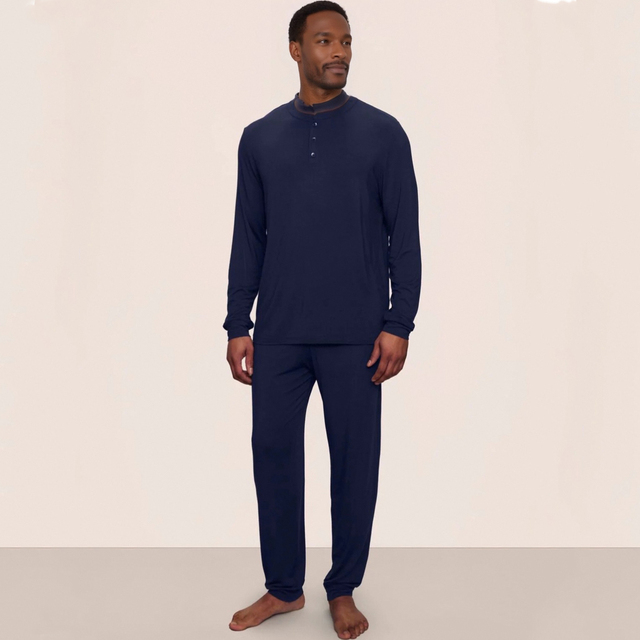 Hongbo 2025 Men's Cotton Print Bamboo Pyjama Thermal Nightwear Sleepwear Homewear for Winter Regular Plus Size New Arrival
