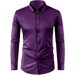 <span class=keywords><strong>Camisa</strong></span> de Vestir <span class=keywords><strong>para</strong></span> <span class=keywords><strong>Hombre</strong></span>, <span class=keywords><strong>Manga</strong></span> <span class=keywords><strong>Larga</strong></span>, Corte Slim Fit, Antiarrugas, Tejido Twill Teñido, con <span class=keywords><strong>Cuello</strong></span> en Contraste, <span class=keywords><strong>para</strong></span> Ocasiones Sociales y de Negocios - Product Image 3