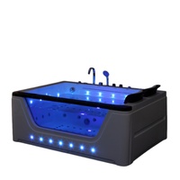 Baignoire Jacuzzi autoportante moderne en acrylique blanc rectangulaire pour 2-3 personnes avec hydromassage, jets d'eau et drain intégré