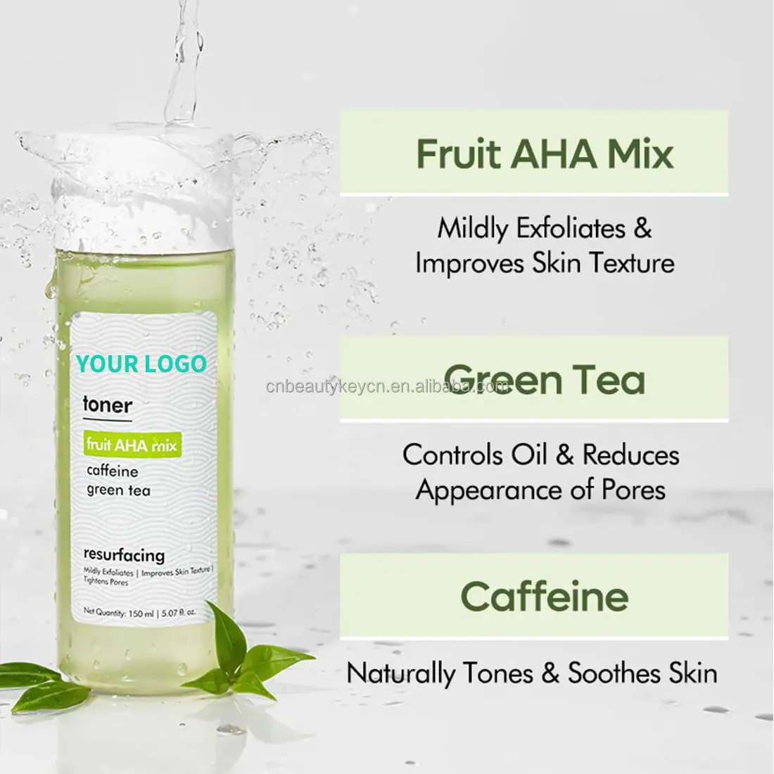 150Ml Gratis Groene Thee Toner Fruit Aha Mix Porie Verstrakking Verbetering Huidtextuur Toner Voor Alle Huidtypes