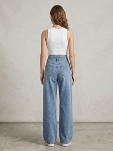 <span class=keywords><strong>Jeans</strong></span> de Mujer a la Moda, Corte Ajustado, Cintura Alta, Elásticos, Pierna Ancha, en Mezclilla Suave, Hechos a Medida, Precio de Fábrica - Product Image 3