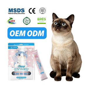 OEM ODM Friandises pour chats riches en protéines, bœuf et saumon, en mousse et bandes liquides soyeuses, saveurs variées, pour chats adultes d'intérieur, vente en gros usine - Product Image 1