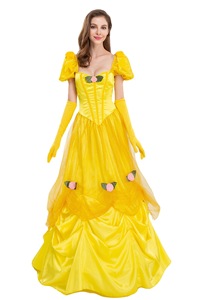 Disfraz de Princesa Bella de La Bella y la Bestia para Niñas, Vestido Amarillo con Falda de Pastel, para Navidad - Product Image 5