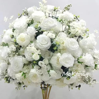 Décoration de mariage en soie artificielle Centres de table de mariage rose Boules de fleurs blanches