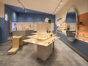 Diseño Moderno de Óptica Nórdica, Muebles de Exhibición de Gafas Personalizados, Madera, Terrazo, Vidrio, LED, Solución de Diseño Interior para Tiendas Minoristas - Product Image 1