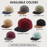 Gorra de Béisbol Personalizada de Dos Tonos con Visera Plana, 6 Paneles, Cierre Ajustable con Hebilla Metálica Negra y Borgoña, Venta al Por Mayor, OEM, MOQ Bajo