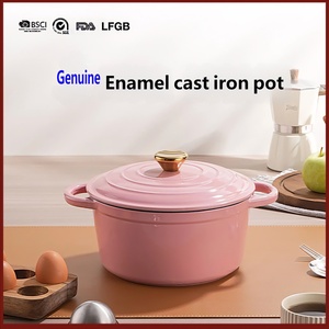Olla de Hierro Fundido Esmaltado con Tapa, Color Rosa Chifón, <span class=keywords><strong>para</strong></span> Cocina, Restaurante, Guisos, Sopas y Estofados - Product Image 1