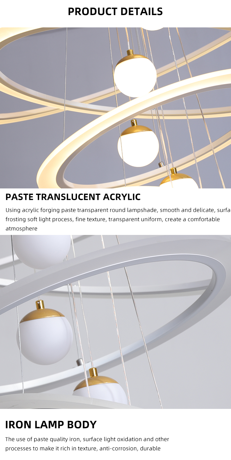 Restaurant Bedroom Art Design Nordic Acrylic Globe Pendant Light Led Chandelier