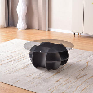 JINSHAN, decoración para sala de estar, conjunto de madera de lujo de cristal redondo nórdico, mesas de centro modernas para el hogar - Product Image 2