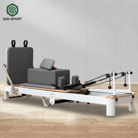Máquina de Pilates Plegable con Estructura de Aluminio de Grado Profesional para Gimnasio en Casa o Comercial, con Torre de Poleas Doble
