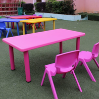 Tables et chaises en plastique pour enfants, forme carrée, design sécurisé, plusieurs couleurs, prix d'usine, personnalisables, réglables pour les repas scolaires