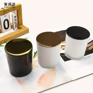 Fabricant de 8oz 10oz 14oz Pot de conteneur de bougie givré noir mat blanc avec couvercle en métal bois de bambou et boîte cadeau