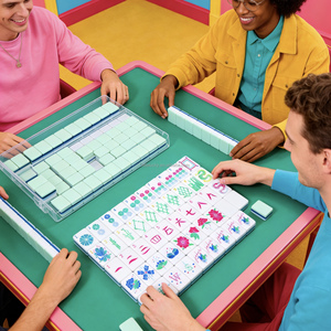 Jeu de Mahjong américain de luxe moderne en acrylique vert clair, 160 tuiles gravées, 4 couches, personnalisées, pour voyage - Product Image 2