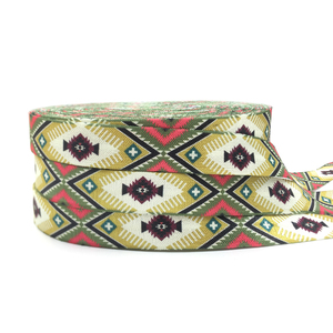 100 yardas 15mm diseño geométrico de diamante azteca impreso pliegue sobre cinta elástica FOE para manualidades DIY lazo para el cabello pulsera chica sombreros - Product Image 4