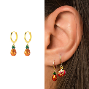 ROXI S925 Pendientes Colgantes de Plata de Ley con Esmalte y Circonita, Diseño de Piña, Modernos, para Mujer, Regalo para Boda o Aniversario - Product Image 4
