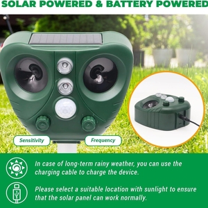 Répulsif solaire ultrasonique multifonctionnel pour animaux avec capteur infrarouge - Dispositif intelligent <span class=keywords><strong>et</strong></span> écologique pour <span class=keywords><strong>le</strong></span> contrô<span class=keywords><strong>le</strong></span> des rats, des chats, des chiens, des oiseaux <span class=keywords><strong>et</strong></span> des cerfs - Product Image 3
