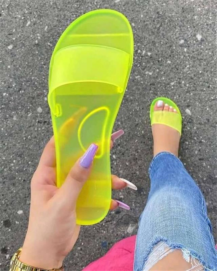 2021 Summer Slides Slippers Non-slip Women Crystal Jelly Sandals Soft Slides Ladies Beach Shoes