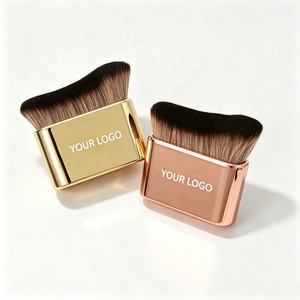 Custom Logo S-Shape Kabuki Body Makeup <b>Brush</b> For Self Tanning Foundation Body Glow Lotion Applicator - Product Image 2