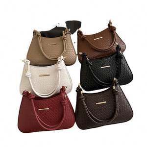 Bolso de mano de moda con logotipo personalizado 2026 con cierre de cremallera estilo vintage elegante de piel sintética - Product Image 1