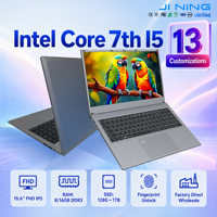 Laptop ODM 15.6 inci FHD IPS Intel Core i5 Generasi ke-7, RAM 8/16GB DDR3 & SSD NGFF 128GB~1TB, Pembuka Kunci Sidik Jari, Keyboard Numerik Backlit