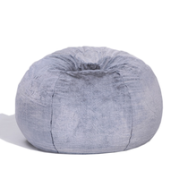 Fauteuil pouf moderne en velours côtelé gris pour adulte, chaise de loisirs portable pour chambre, salon, bureau à domicile