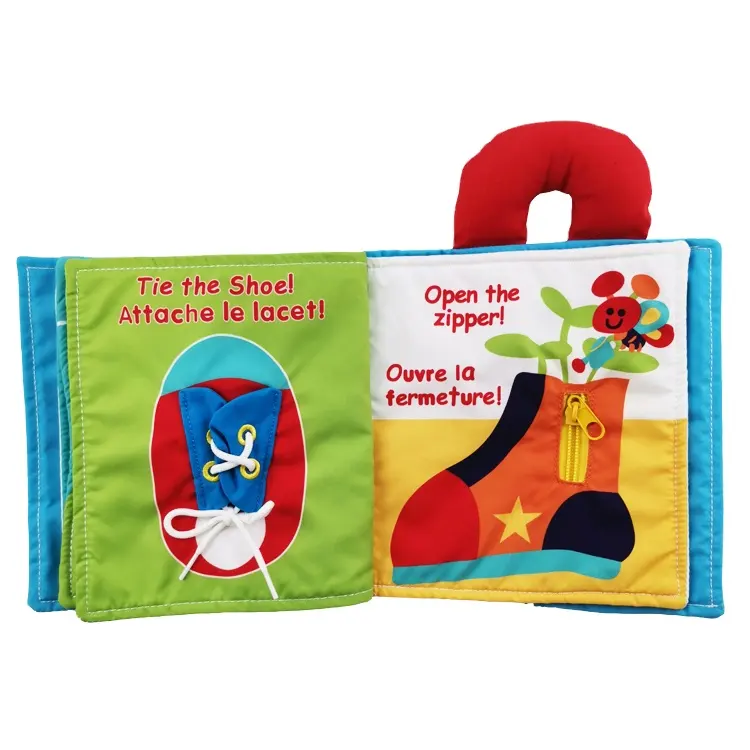 Libro de aprendizaje temprano en 3D para bebé, ropa suave personalizada, libro educativo para bebé