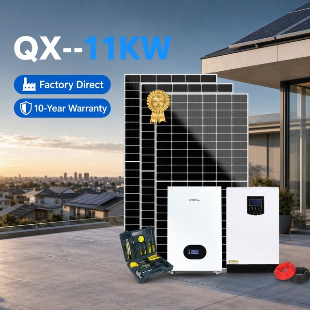 11KW Hybrid Solar Panel System Off-Grid Pure Sine Wave Inverter LiFePO4 Battery DIY Kit for House