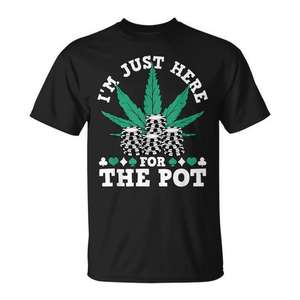Camiseta I'm Just Here For The Pot Marijuana Poker, negra, para adultos, unisex - Product Image 1