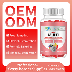 Groothandel OEM Private Label Vegan Biologische Multivitamine Gummies met B6 B12 C D3 E Biotine Echt Fruit Beauty Supplement - Product Image 2
