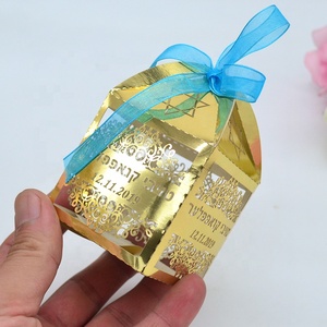 Caja de Recuerdos para Fiesta de <span class=keywords><strong>Bar</strong></span> Mitzvá de 13 Años, Decoración con Corte Láser, Estrella de David Hebreo Judía Personalizada, con Cinta - Product Image 6