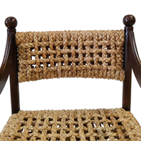 Fauteuil vintage en bois fait main, chaise de salle à manger en jonc de mer écologique et durable pour la maison, les villas et les hôtels