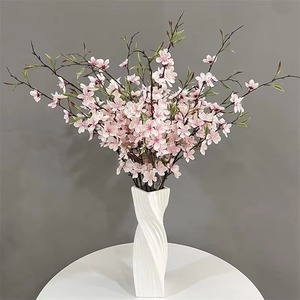 Nouvelles Branches de Fleurs Artificielles en Soie Blanches et Roses, Motif Cerisier et Pêcher, pour Décoration de Centre de Table Maison, Mariage et Fête - Product Image 2