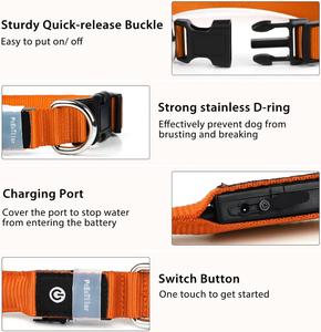 LED Waterproof Glow-In-The-Dark Multi-color <b>Dog</b> Collar Luxury Tribal Adjustable Polyester Reflective <b>Light</b> Stripes Night Safety - Product Image 2