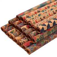 Tissu textile en cuir synthétique imprimé de fleurs naturelles, écologique, en liège de bois, pour papier peint, sacs à main, chaussures, décoration