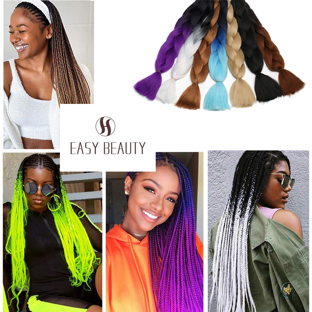 Оптовая продажа, 24 дюйма, Джамбо Омбре, косы, синтетические плетеные волосы, удлинители волос, косы