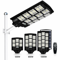 Lámpara Solar para Calle Súper Brillante Todo en Uno, IP67 Impermeable, 500W 1000W, Lámpara de Calle para Exteriores con Encendido/Apagado Automático y Control Remoto