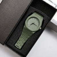 Jam Tangan Kuarsa Pria untuk Penggunaan Sehari-hari di Luar Ruangan, Tahan Air, Dial Angka Arab Sederhana, Casing Hitam Matte Bentuk Oktagon, Jam Tangan Olahraga