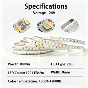 Tira de Luz LED de Bajo Voltaje de 24V, Color Dorado y Azul Hielo, Regulable, Doble Color, 2000K-10000K Ajustable, para Exhibición de Joyería y Vitrinas de Vino - Product Image 3