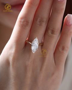 Solitaire Marquis Anel IGI Certified CVD HPHT Lab Criado Crescido Diamante <span class=keywords><strong>Marquise</strong></span> Corte 10k 14k 18k Anéis de Noivado em Ouro Sólido - Product Image 5