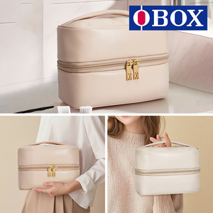 Obox กระเป๋าเครื่องสำอาง PU แท้สำหรับเดินทางกระเป๋าเครื่องสำอางทันสมัยพร้อมที่เก็บของที่แข็งแรงกระเป๋าเครื่องแป้งแฟชั่นสำหรับการออกนอกบ้าน - Product Image 2