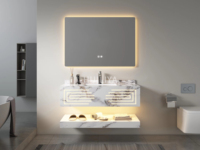 Lavabo mural en céramique HUILIYA, design moderne rectangulaire méditerranéen, sur mesure, 600x500mm, garantie 3 ans