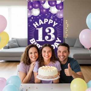 Decorazioni per <span class=keywords><strong>il</strong></span> <span class=keywords><strong>13</strong></span>° Compleanno, Striscione per Porta, Banner Viola per Ragazze, Sfondo per Festa di Compleanno <span class=keywords><strong>13</strong></span> Anni, Insegna da Giardino Stile Banner per Porta - Product Image 5