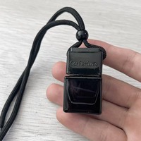 Bouteille diffuseur de parfum en verre vide de 8 ml avec logo personnalisé, désodorisant suspendu pour voiture, conteneur de parfum pour voiture avec bouchon noir