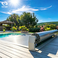 Couverture de piscine automatique Water Crown en polycarbonate, couverture de sécurité rétractable électrique pour villa