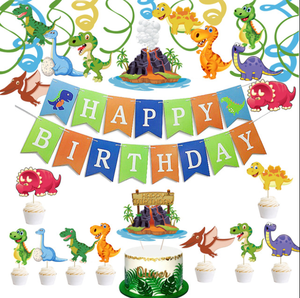 Set Decorazioni per Feste a Tema <span class=keywords><strong>Dinosauri</strong></span>: Bandierine, Topper per Torta, Ornamenti a Spirale per Compleanno Bambini - Product Image 6