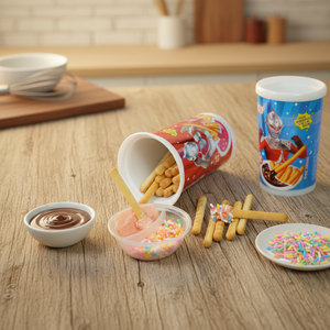 मजेदार बच्चे सांप उंगली की मीठी चॉकलेट स्वादिष्ट जाम बिस्कुट 3 1 डुबकी कप में - Product Image 2