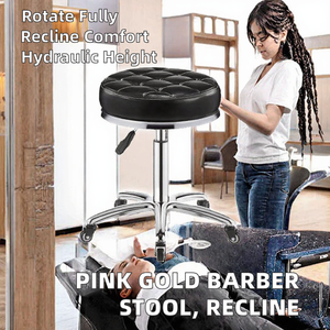 Tabouret de Salon de Coiffure Rose Doré pour Tatouage Inclinable - Réglable, Rotation à 360 Degrés, Pompe Hydraulique, Métal Durable - Product Image 2